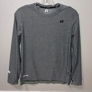 Russell dri power gray long sleeve boys tee L 10/12